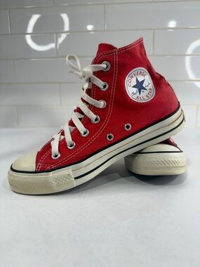 Converse Red High-Top Canvas Sneakers with White Accents